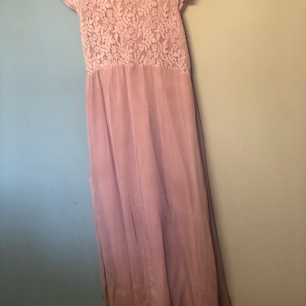 Elegant Pink Lace Maxi Dress